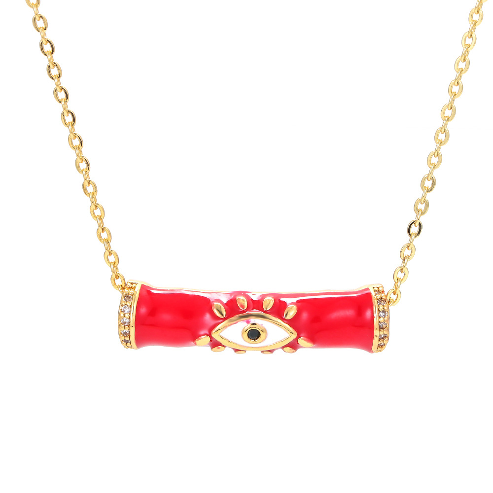 15g Weight Devil's Eye Enamel Eye Pendant Clavicle Bamboo Joint Copper Tube Necklace