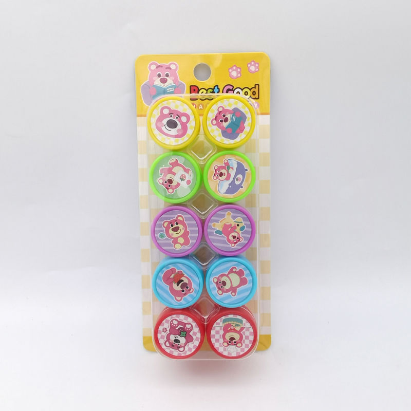 Pony Boley sellos de niños recompensas cuentas de mano juguetes dibujos animados lindos corazón de una niña púrpura sello Pony papelería.