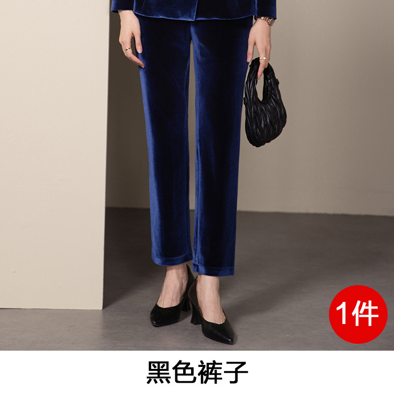 高端酒红色丝绒西装套装女春职业装气质女神范上班工作服正装西服|undefined