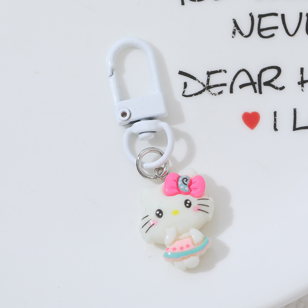 Cartoon Moon Cat DIY accesorios de resina llaveros Sanrio arco gato bolsas colgantes de chicas