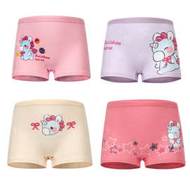 儿童内裤女童纯棉卡通平角裤宝宝中小童全棉三角裤四条装一件代发