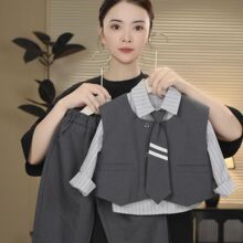 男童春秋套装2024新款洋气宝宝秋季时髦潮儿童酷帅西装三件套礼服