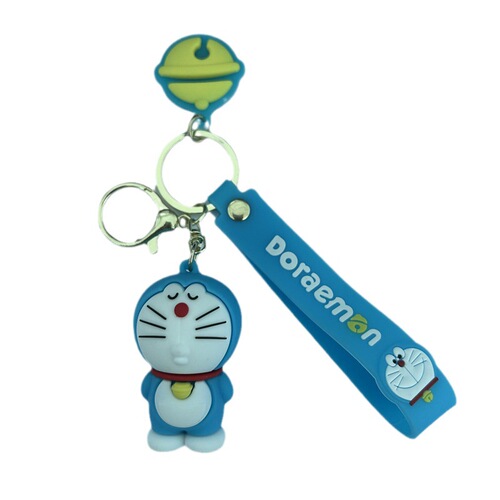 Animation Doraemon Cartoon Jingle Bell Cat Blue Fatty Keychain Cute Cat Doll Car Small Pendant Accessories