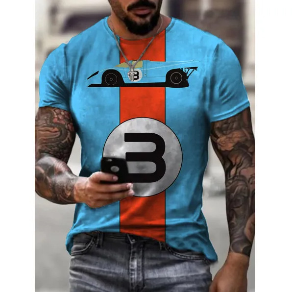 Comercio electrónico transfronterizo Amazon 3D Impresión digital hombres Camiseta cuello redondo manga corta casual Top moda tendencia fabricante