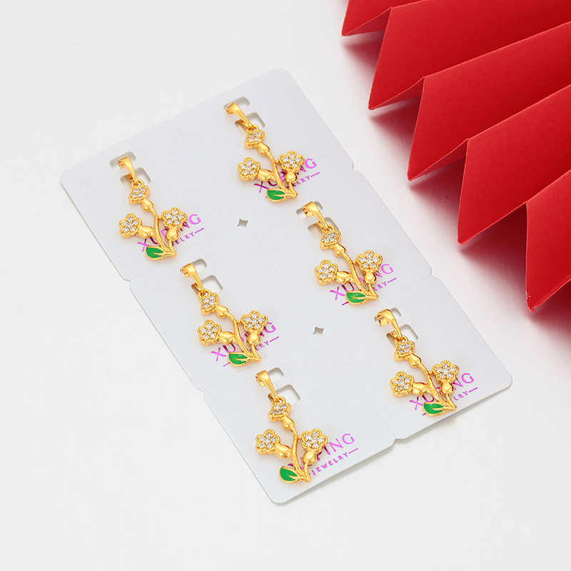 Xuping ligero diseño de lujo imitación de flores doradas colgante de aleación de cobre chapado 24k incrustado collar de joyas artificiales para mujeres