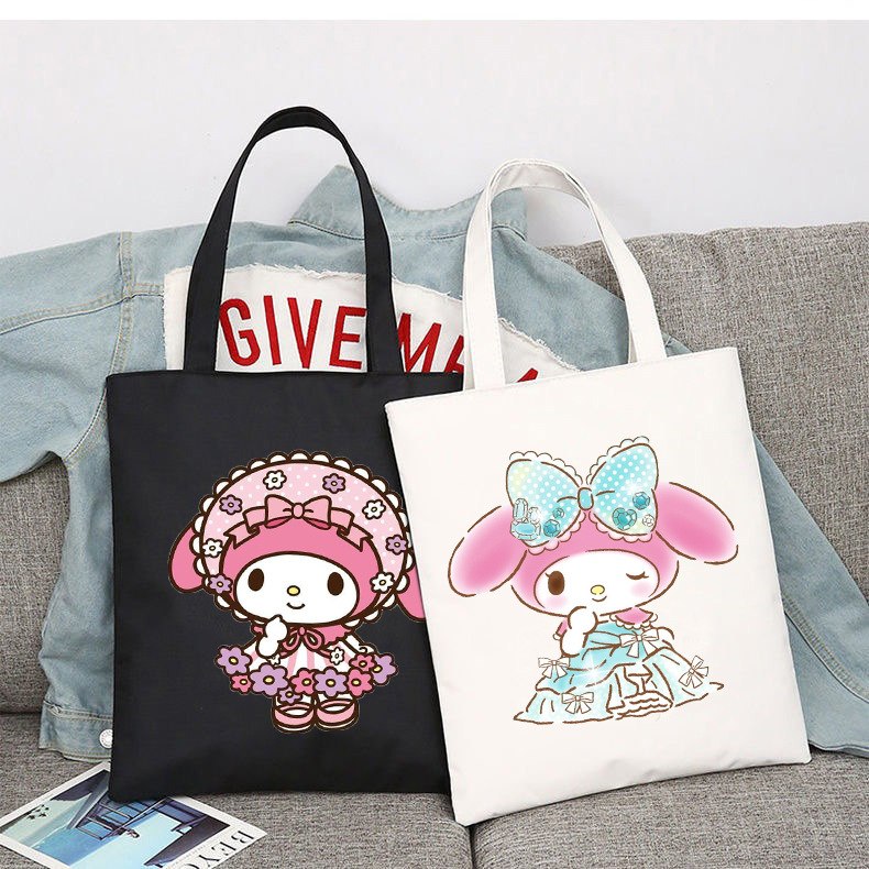 Sanrio My Melody Cartoon lindo impreso bolsa de lona bolsa de hombro bolsa plegable bolsa de compras
