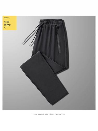 Summer Ice Silk Men's Casual Pants Quick-Dry Sports Pants Thin High-Elastic Air-Conditioning Pants Straight Leg Korean Style Trendy