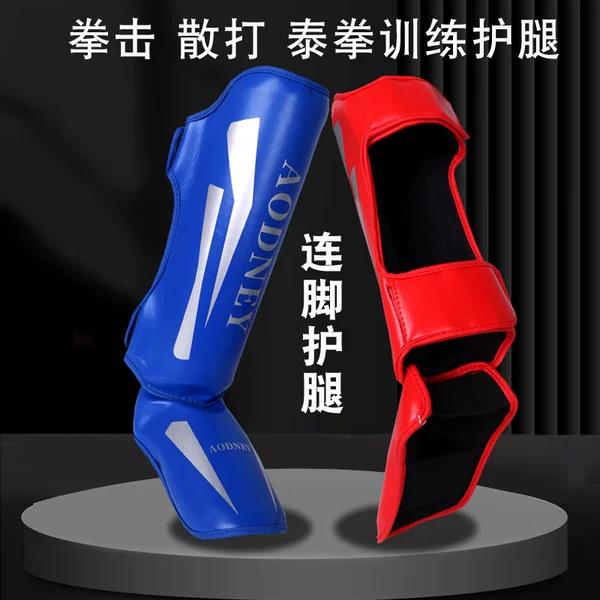 Sanda Leg Guards, Combat Protection, Integrated Foot and Back Protection, Over-The-Knee Ankle Guards, Taekwondo Boxing Protective Gear, Boxing Supplies
