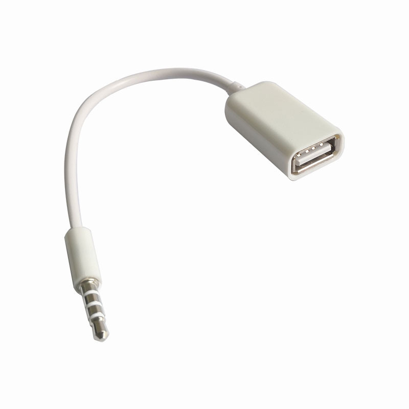3.5mm AUX to USB vehicle-mounted OTG cable plug-in USB flash drive vehicle-mounted mp3 adapter cable applicable car OTGAUX USB flash drive