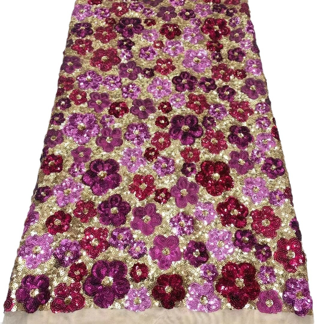 2024 nueva flor de ciruela colorida cuentas bordadas mitad falda camisa vestido tela JX4135