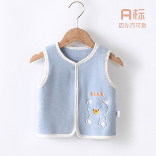 Children's waistcoat baby vest warm vest small and medium-sized boys and girls baby rolled cat velvet double fleece children's vest
