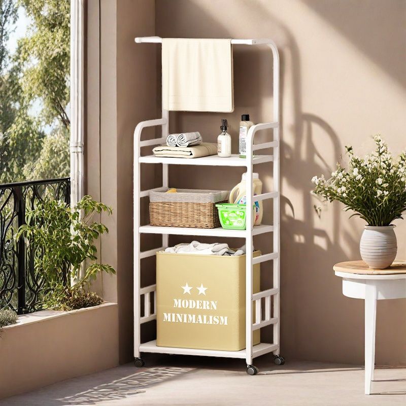 Multi-Layer Storage Rack Next to the Washing Machine on the Balcony Bathroom, Floor-Standing Bathroom Laundry Detergent Basin Towel Rack Storage Rack