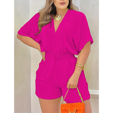 L 51523 Smocked V-neck jumpsuit �� V �I�B�wѝ�羳��