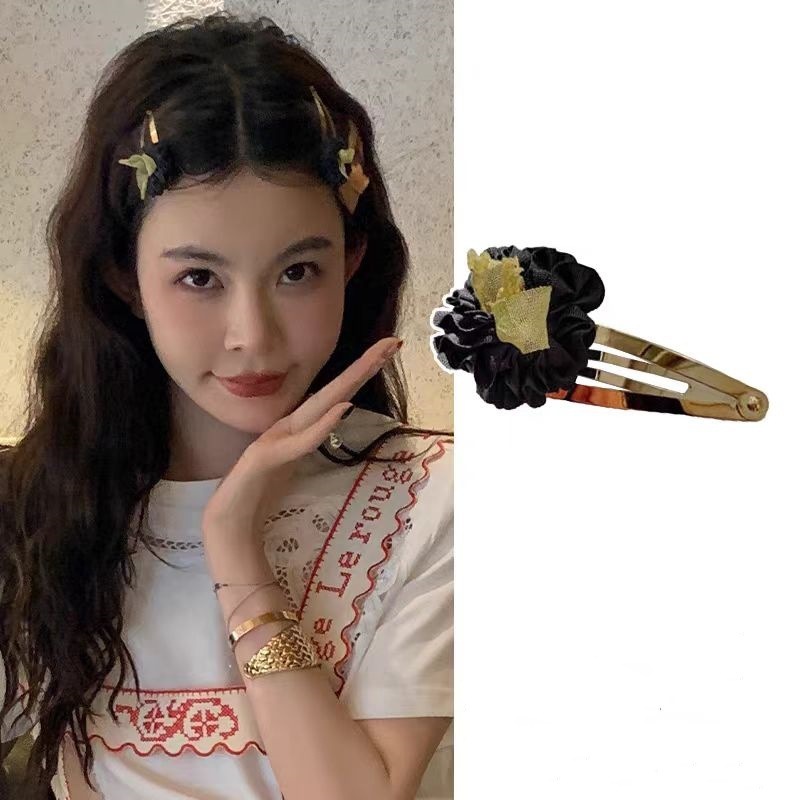 韓国風レトロローズフラワーヘアピンスクエアクリップ前髪サイドクリップ高価値女性ヘアアクセサリーフレンチスーパーフェアリーヘアアクセサリー|undefined