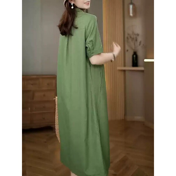 Summer long short sleeve dress for leisure