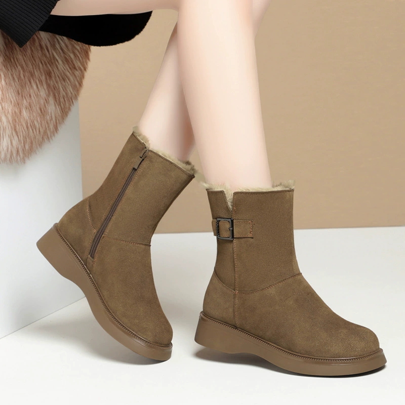 Winter matte keep warm boots, soft sole, mid-length