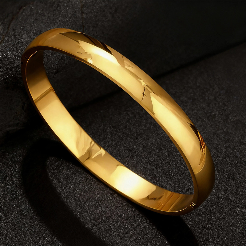 European and American Style Simple Glossy Buckle Bracelet Cold Style 8mm Wide No Logo Couple Stainless Steel Bracelet Bracelet