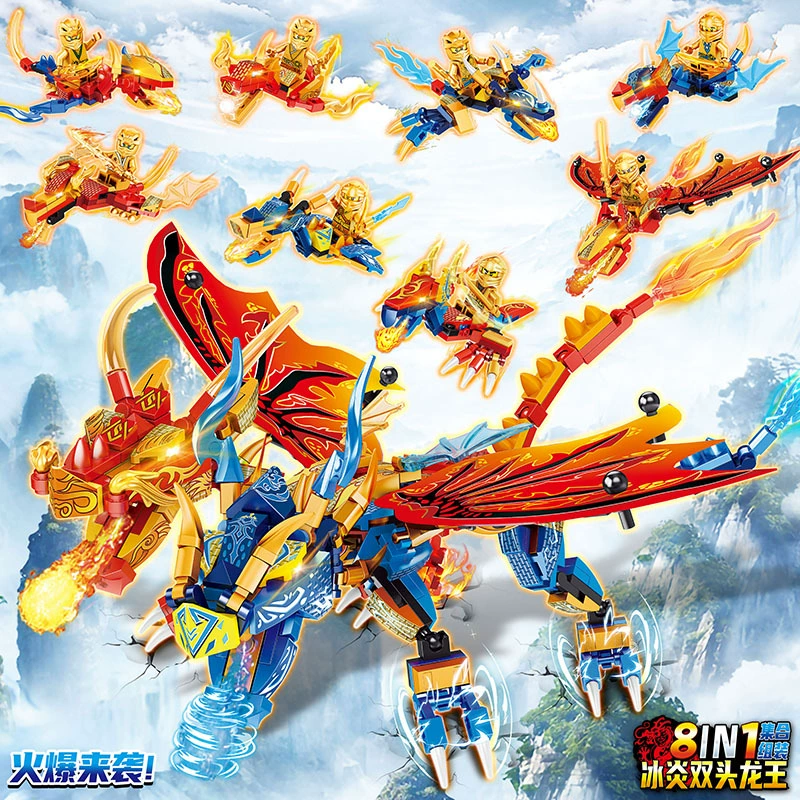 Toy for boys, plastic dragon battle, constructor, small particles