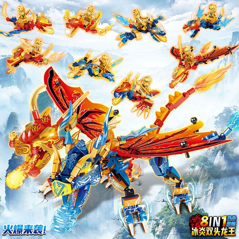 Toy for boys, plastic dragon battle, constructor, small particles
