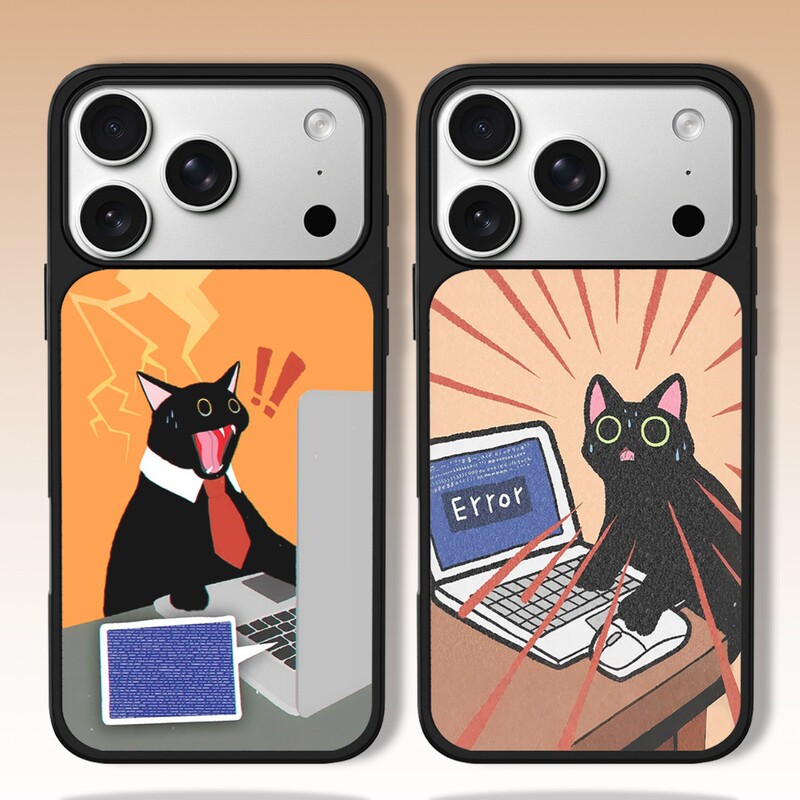 The working cat is in trouble, suitable for iPhone 18 Pro Max phone case, Apple 17 Pro matte case, 16 Pro Max