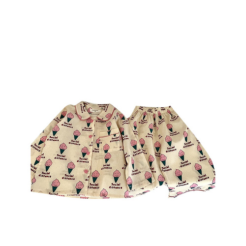 Children's 100% Cotton Cartoon Homecoming Set - Spring/Summer 2024 New Arrival for Boys and Girls - Baby Pajama Set