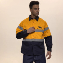 棉质 涤棉 长袖 3M反光条衬衫工作服 制作建筑采矿工地加油站工装