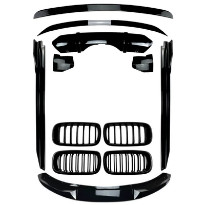 Suitable for Bmw X5 F15 Front Lip, Front Splitter, Front Wind Knife, Fender Side Skirt, Rear Lip, Mid-Wing, Rear Wing Modification Parts (Big Surrounded) - piano-black-front-grille-lip-no-tail-lights-2014-2018