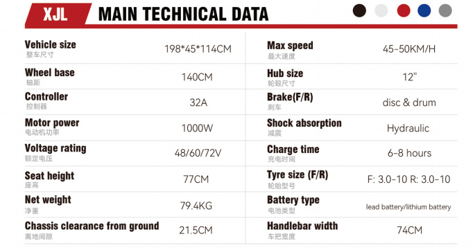 XJL Cross-border Export Electric Motorcycle High Power Electric Motorcycle Large Scooter