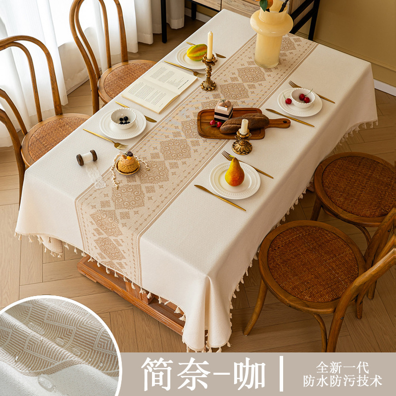 跨境ins风桌布防水防尘仿棉麻欧式餐桌布茶几长方形桌布现货批发|undefined