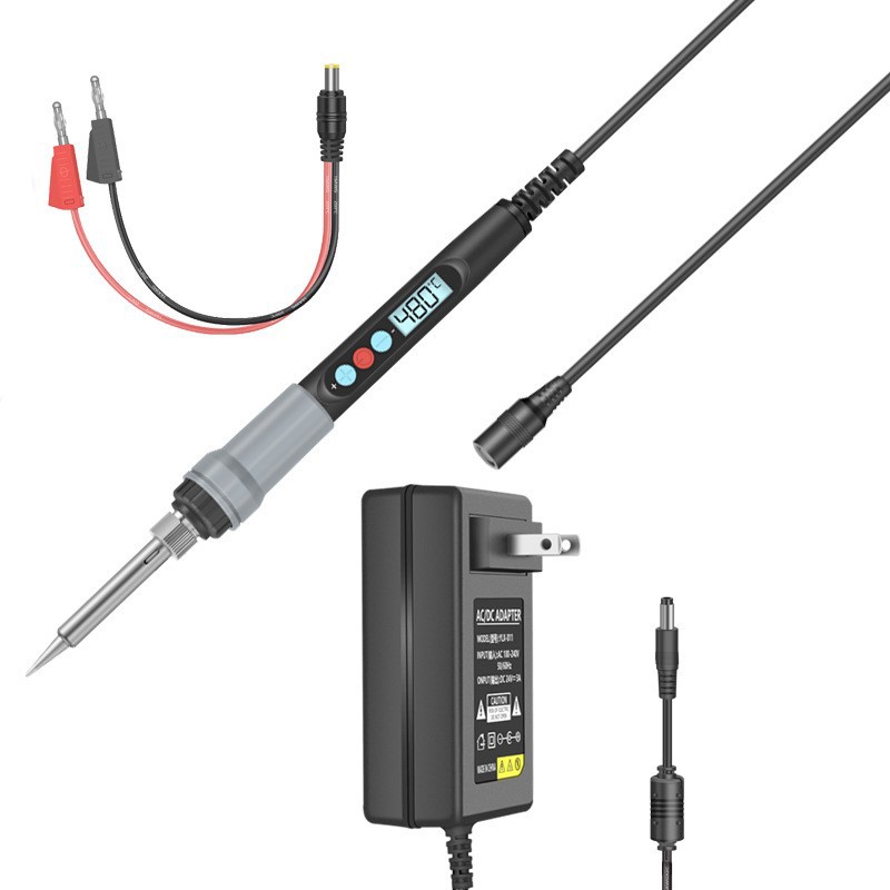 DC12V 24V数显电池烙铁车载 鳄鱼夹航模xt60香蕉头户外低压电烙铁