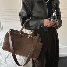 【朵朵】磨砂牛皮凯莉包大容量托特包手提真皮通勤包肩挎斜挎包包