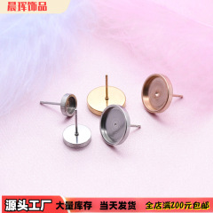 卸売ステンレス丸型イヤリングピンアクセサリー厚め宝石ホルダーDIYジュエリー猫目石装飾可能