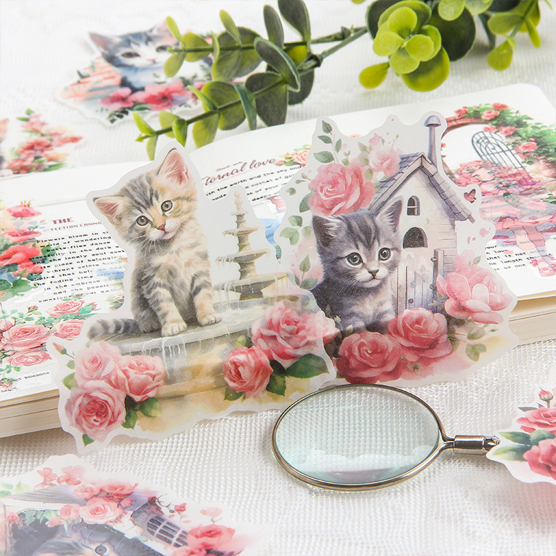 Nube dulce Miao aceite especial y papel pegatinas paquetes diy diario de mano pegatinas de animales adorables pegatinas de papelería gato