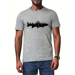 Z 38108 Fish forest print men outdoor casual T-shirt �~ɭӡ