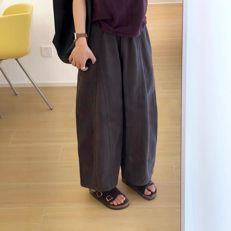 2025秋季宽松阔腿裤女高腰显瘦遮胯裤小个子百搭休闲慵懒风气球裤|undefined