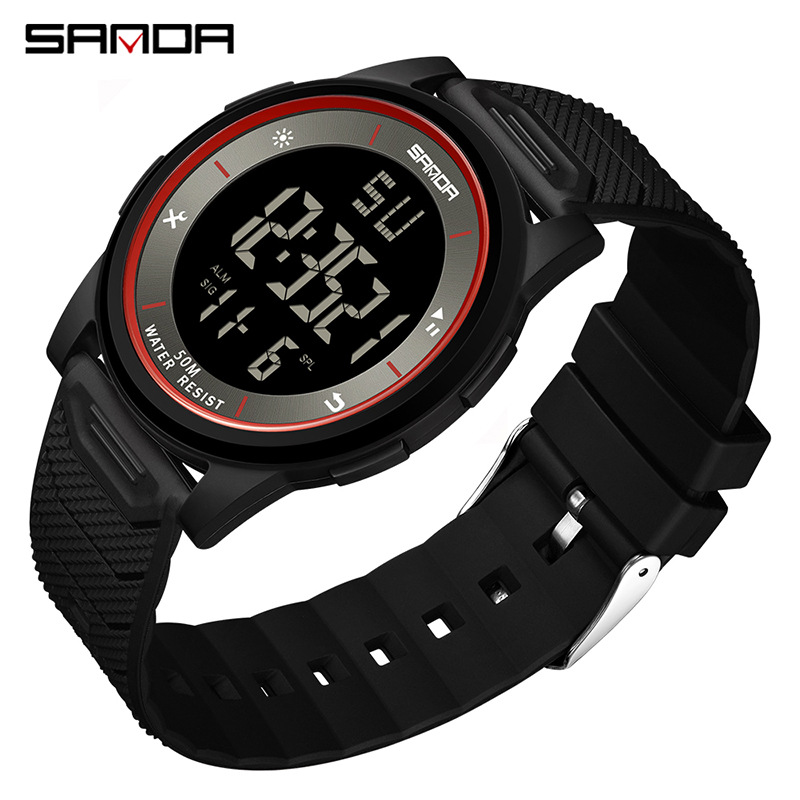 SANDA SANDA un solo movimiento impermeable nocturna reloj electrónico de tendencia juvenil reloj de pulsera de moda para hombres y mujeres