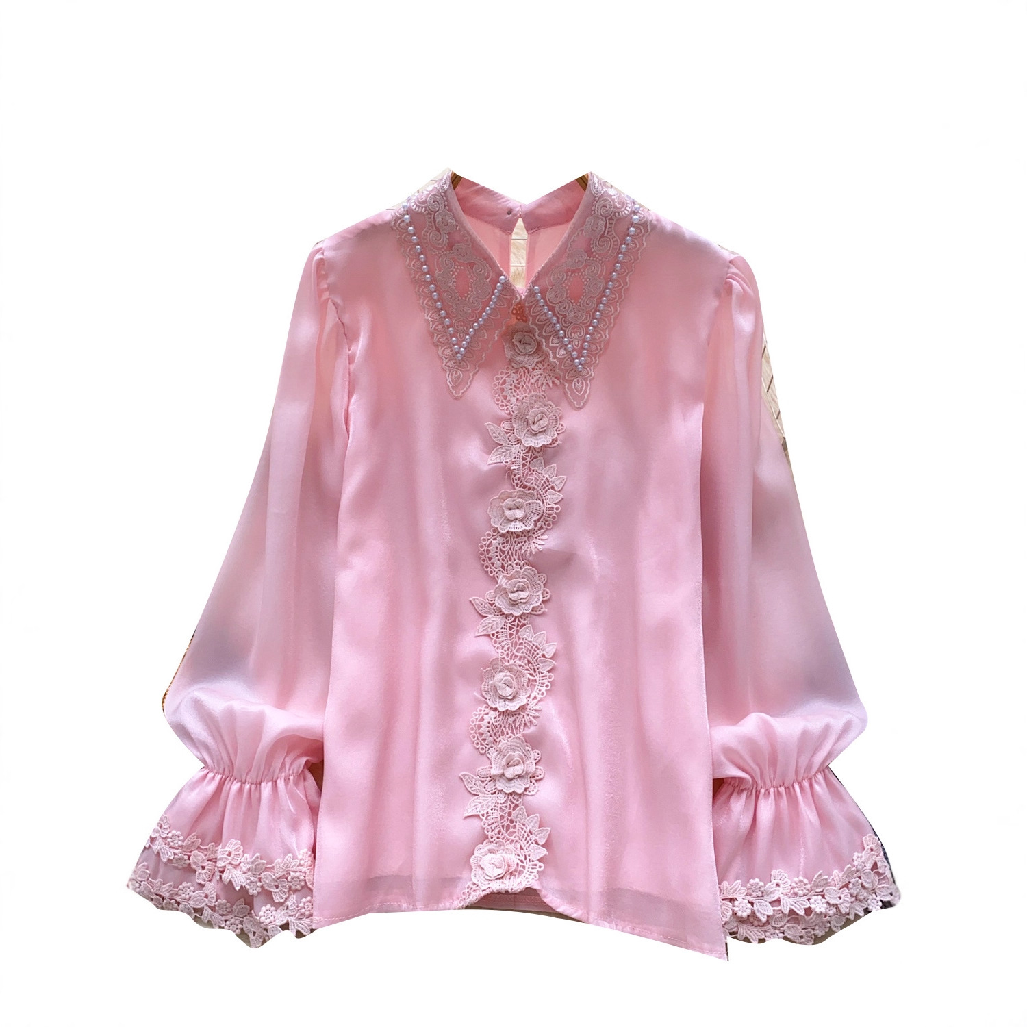 Top da donna in stile francese, resistente, con perline, in pizzo, patchwork, in rete di perle, caldo, design unico per le signore_voghion.com