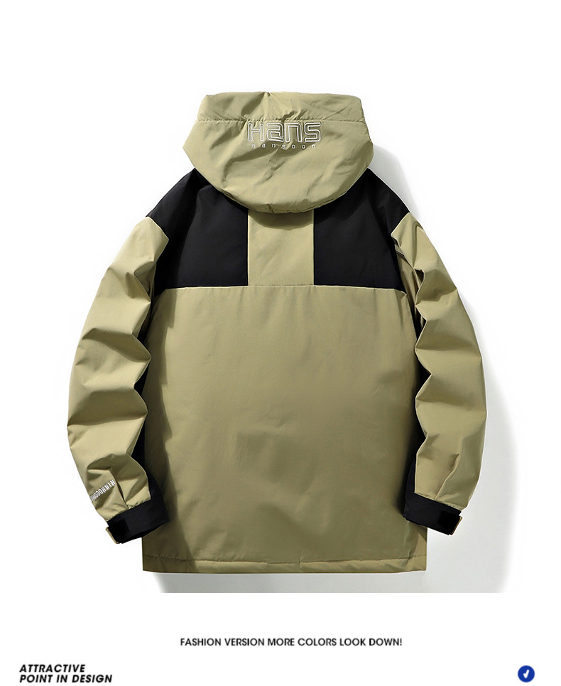 Veste en coton chaude à capuche pour homme, nouvelle marque tendance, coupe-vent et imperméable, couleur contrastée, automne hiver_voghion.com