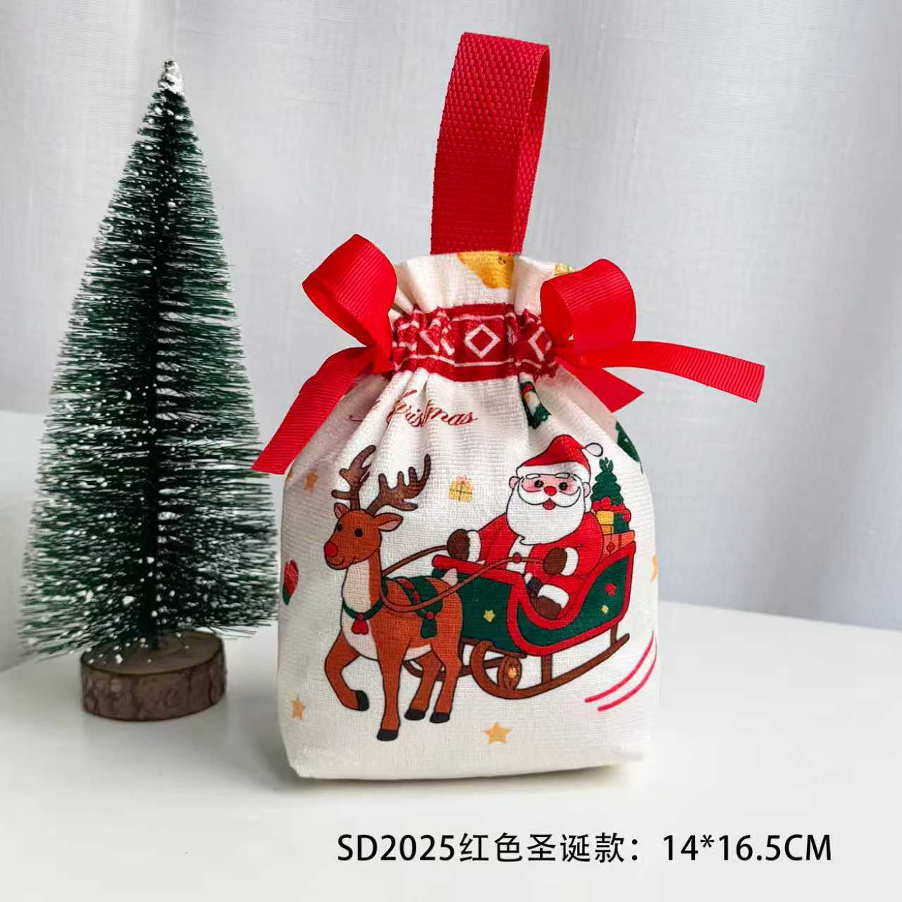 Bolsas de lona de Navidad bolsas de paquete de bolsas de regalo de boca apretada muñeco de nieve nochebuena 2024 regalo de mano image 6