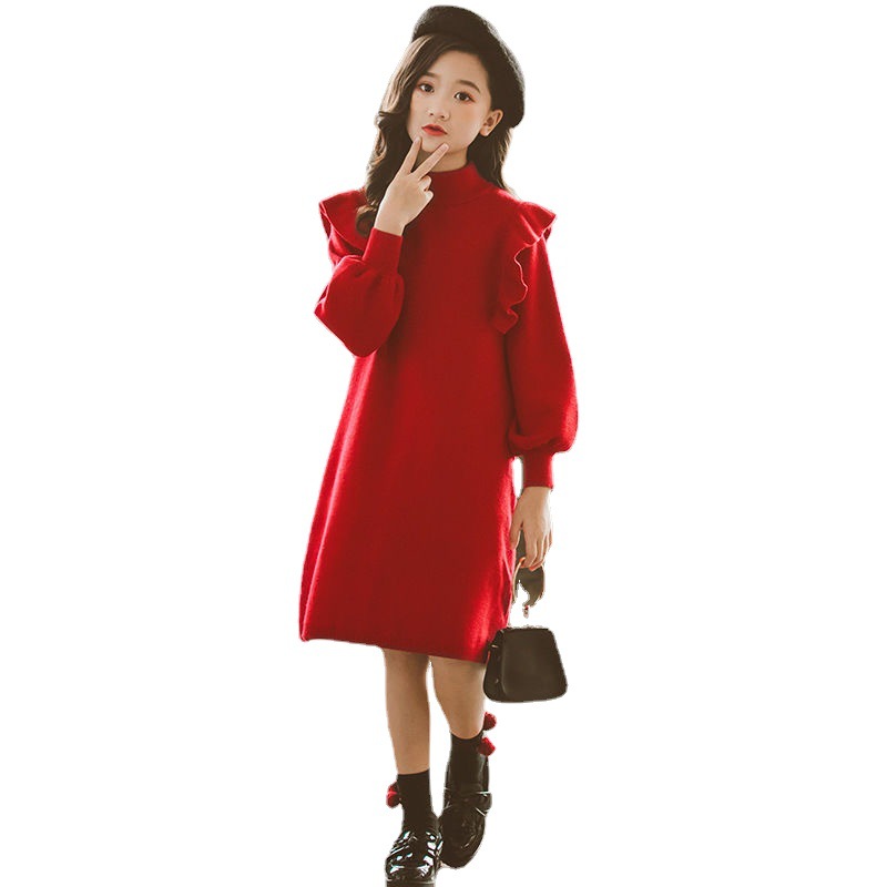 Padres-hijos ropa madre-hija de otoño coreana ropa de niñas de color sólido moda suéter de punto un cabello