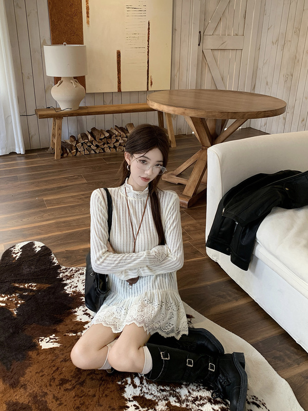 2025年南韩T恤秋季刺绣蕾丝花边长袖宽松气质显瘦百搭T恤上衣女|undefined