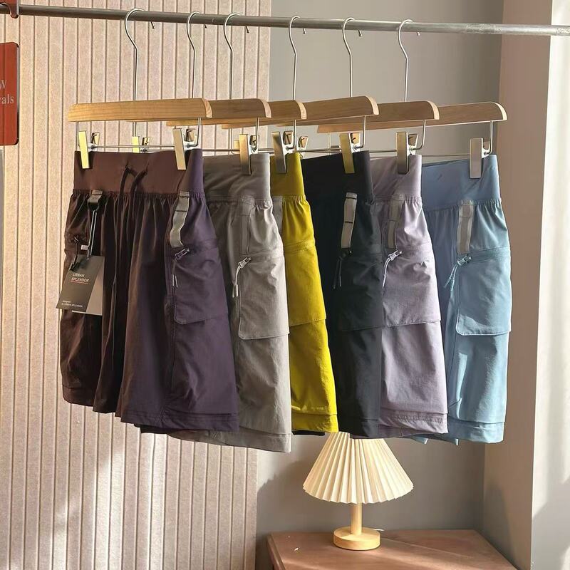 2025 Women's Fashion Mountaineering Outdoor Drawstring High Waist Shorts Sports Pants Short Women's Casual Shorts 2505