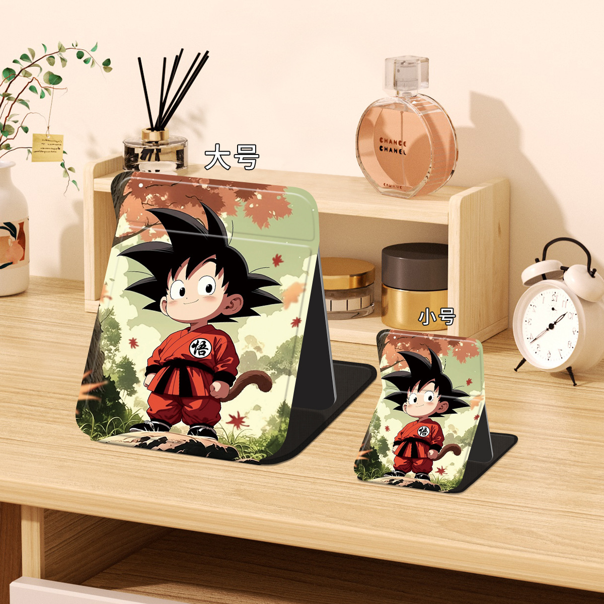 드래곤 볼 Goku 화장 거울 학생 기숙사 데스크탑 접이식 거울 사무실 휴대용 메이크업 테이블 화장 거울
