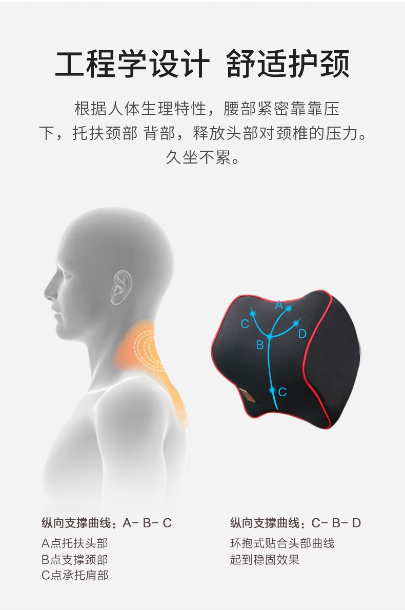 Car lumbar support pillow, memory foam lumbar cushion, backrest, waist support cushion, car seat lumbar support, headrest wholesale