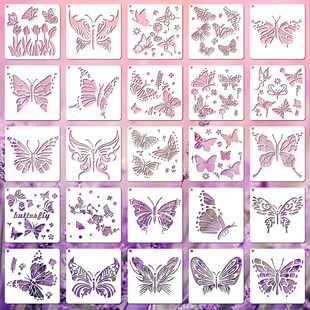 Cross-border butterfly painting template PET hollow painting mold DIY hand-painted graffiti spraying wall painting auxiliary supplies
