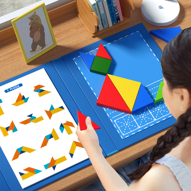Magnetic Tangram Puzzle First Grade Primary School Student Teaching Aids Magnetic Children's Kindergarten Intellectual Toys