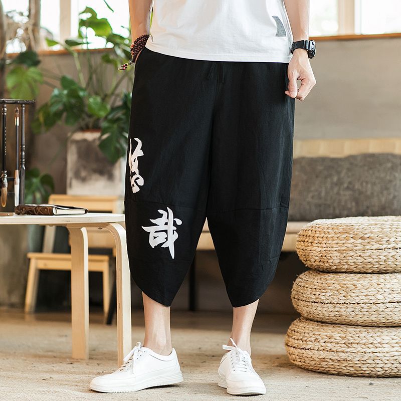 Pantalones cortos de lino de verano Pantalones de moda sueltos más tamaño pantalones cortos pantalones de playa pantalones de pierna ancha pantalones de linterna pantalones cortos