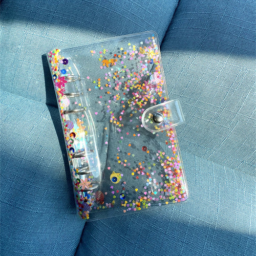 A6 color quicksand shell sequins PVC binder photo album clip celebrity photo card collection storage booklet hand ledger