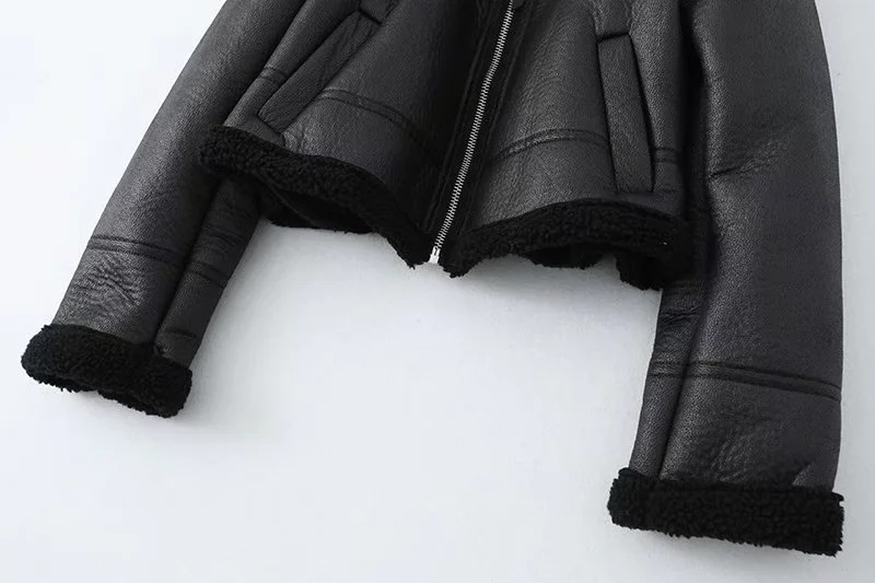 Urban casual, fashionable and simple faux leather jacket, a new winter top for women, a loose and slimming European and American style coat pic 3