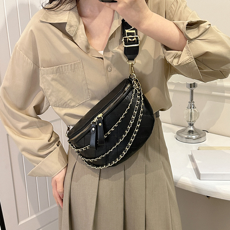Modna torba na talię 2024 summr nw chain single crossbody, damska torba na klatkę piersiową, szeroki pasek na ramię, mobil phon coin_voghion.com